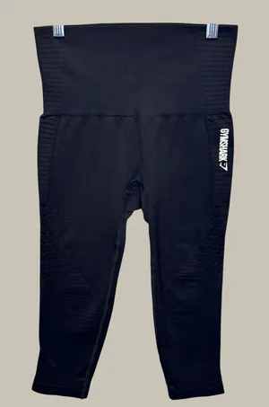2229 | Gymshark Energy+ Seamless High Waisted Cropped Leggings Black Women S thumbnail 1