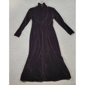 Vintage KC Spencer Velvet Maxi Dress Sz 6 Brown Turtleneck Whimsigoth Cocktail thumbnail 4