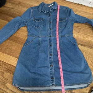 Free‎ People Denim Button Front Mini Dress Medium Wash Long Sleeve Blue Small FP thumbnail 2