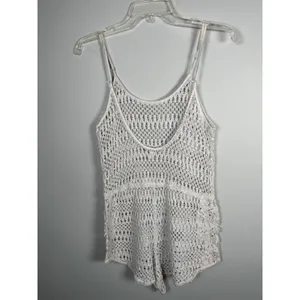 Victorias Secret Womens Medium Beach Cover Up Romper‎ Crochet Lace One Piece thumbnail 4