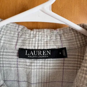Lauren Ralph Lauren Sleep Shirt Womens Medium Grey Purple‎ Plaid Button Front thumbnail 5
