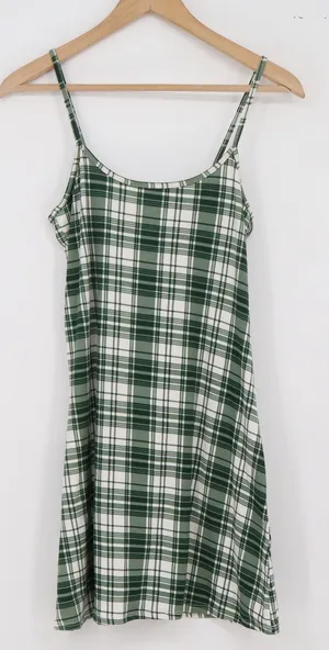 Unbranded Mini Dress Womens M Plaid Green Spaghetti Strap Bodycon Excellent thumbnail 1