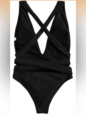 Lilosy Sexy Tie Criss Cross Plunge Thong Swimsuit High Cut Brazilian swimwear thumbnail 5