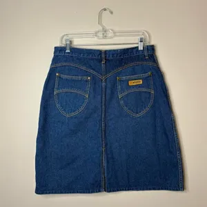 Vintage 90s Gitano blue denim mini skirt fitted grunge boho festival 10/12 thumbnail 2