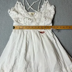 Chelsea & Violet Dress Womens Juniors S White Lace Bodice‎ Smocked Back Mini NEW thumbnail 7