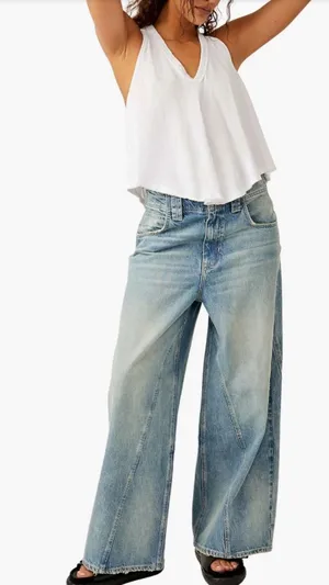 NWT We The Free People Chill Vibes Wide Leg Jeans Size 27 thumbnail 1