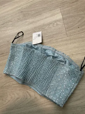 Forever 21 Light Blue Sequin Strapless Crop Top thumbnail 2