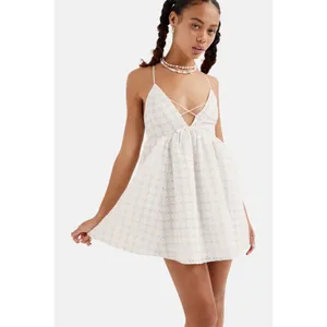 For Love & Lemons Jodi Tencel Eyelet Strappy Mini Dress White Size Large thumbnail 3
