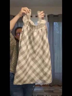 Hem & Thread White and Taupe Plaid Smocked Sundress thumbnail 5