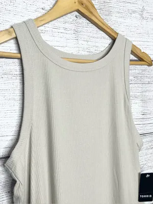 NWT Torrid Super Soft Ribbed High Neck Sleeveless Tank Top Size 2X Cream Gray thumbnail 4