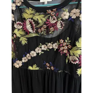 Anthropologie Eri + Ali ORNATE EMBROIDERY Size M Black Multicolor Floral‎ thumbnail 3