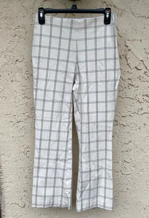 A new day size 4 white blue black plaid ankle length straight leg work pants thumbnail 1