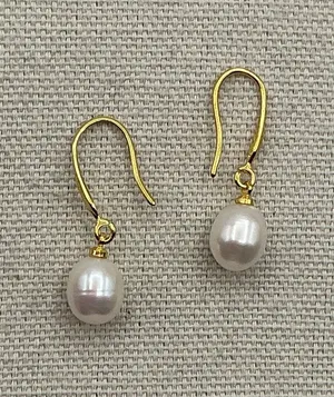Gold Plated White Pearl Earrings thumbnail 1