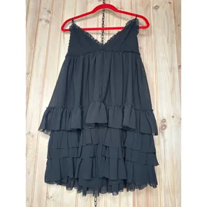 NWT Lulus Asuka Black Ruffled Tiered Mini Dress Party Night Out Swing Size M thumbnail 2