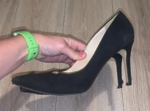 Marc Fisher Apple Black closed pointy toe suede leather office formal heels thumbnail 3