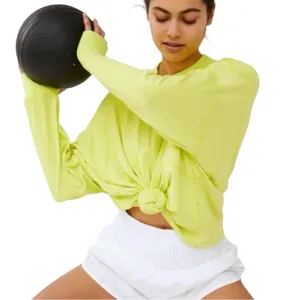 Free People Movement Runner Up Long Sleeve Neon Yellow Shirt XS in Margarita thumbnail 2