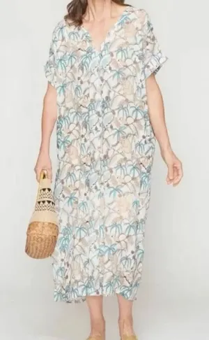 Roller rabbit Goan Forrest Jungle Print Kaftan dress coverup M/L thumbnail 1