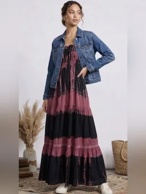 EARTHBOUND Mauve and Black Tie-Dye Maxi Dress thumbnail 2