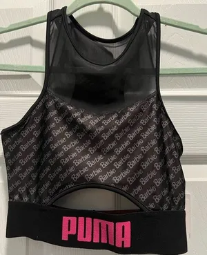 Puma x Barbie Women’s Size XS Crop Top Mesh straps Peekaboo Window Barbie logo thumbnail 1