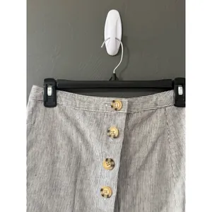 Abercrombie & Fitch Blue White Pinstripe Linen Blend Preppy Mini Skirt‎ S thumbnail 2