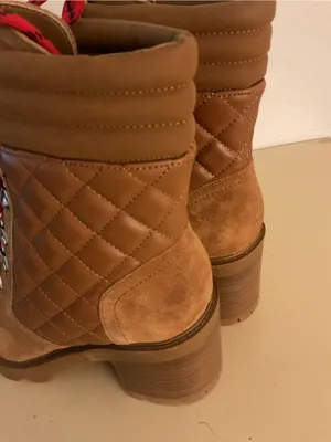 Nine West women platform Brown Suede leather Combat unite Boots US 8 thumbnail 6
