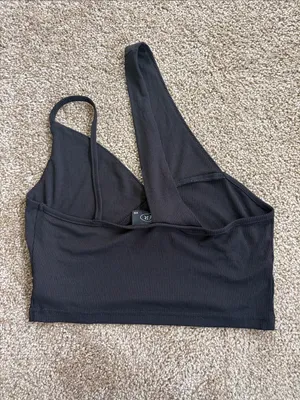 Cider Asymmetrical Strapped Black Crop Top thumbnail 2