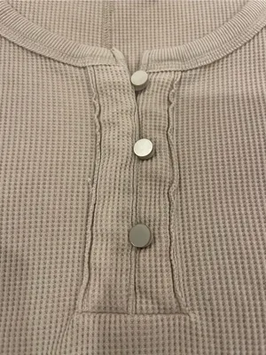 Aerie Essential Henley Layering Shirt Tan thumbnail 6
