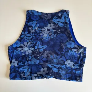 OFFLINE By Aerie Real Me XTRA Twist Crop Tank Top in Blue Butterfly Floral Print thumbnail 5