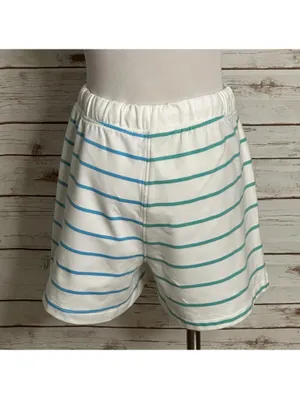 J.Crew white green blue striped drawstring knit shorts Medium coastal nautical thumbnail 4