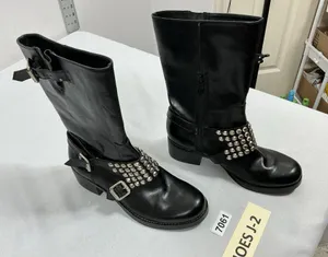 Womans new BCBG Halen Moto Style Boots Size 7 Black Studs Block Heel thumbnail 1