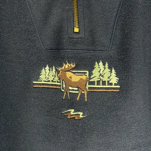 Vintage Benison Apparel Quarter Zip Fleece Moose Pullover Sweater Size L thumbnail 2
