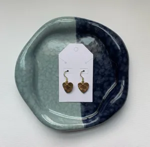 Gold heart charm earrings thumbnail 2