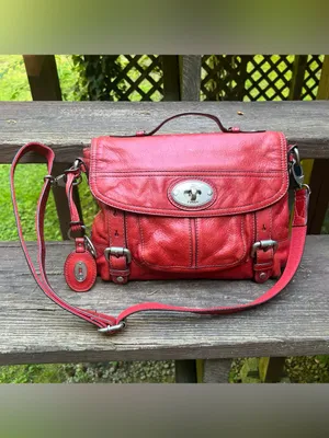 Fossil Maddox Genuine Leather 1954 Red Crossbody Handbag Satchel Purse ZB5032 thumbnail 15
