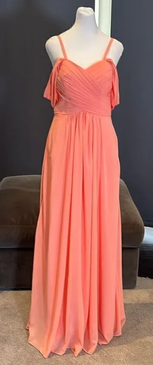 Women’s Full Length Chiffon Off the Shoulder Bridesmaid Formal Dress Size 4 thumbnail 1