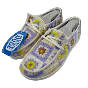 Hey Dude Wendy Cottage Crochet Slip On Shoe Lavender Women‎ 6 Granny Square NWT thumbnail 1
