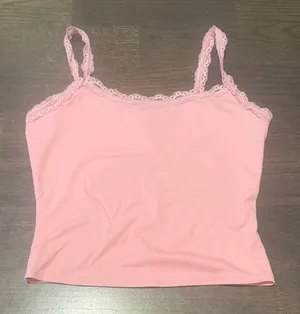 Pink Lace Trim Cami Top Size M thumbnail 1
