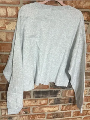 Gildan Light Gray Cropped Sweatshirt with Colorful 'Life' Graphic thumbnail 4
