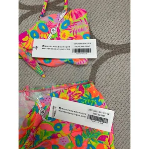 White Fox Copacabana bikini knotted Top Sweet Sunset Twist skirt, size medium thumbnail 3