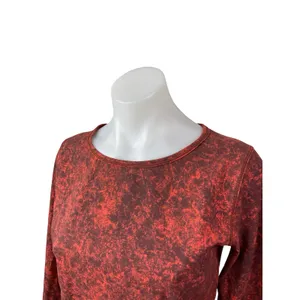 Lululemon Wunder Train Red Denim Wash Long Sleeve Yoga Athletic Crop Top Size 8 thumbnail 3