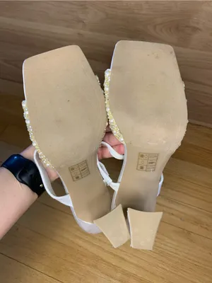 Dolce Vita Ivory Strappy Mules with Gold Pearl Beaded Toe - Size 7.5 thumbnail 5