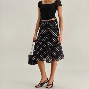 Rihoas Black Polka Dot Mermaid Midi Skirt thumbnail 3
