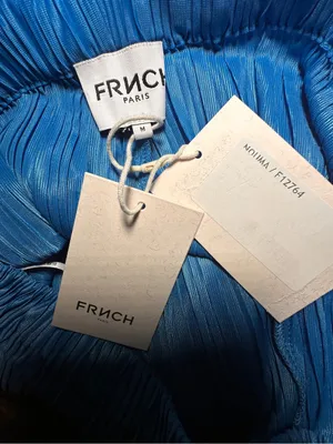 FRNCH Nouma Blue Pleated Wide Leg Pants Size M NWT Parisian Plisse Satin Trouser thumbnail 11
