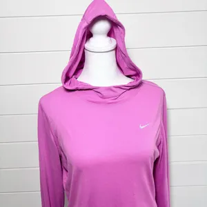 Nike Dri-Fit Fuchsia Pink‎ Hooded Long Sleeve Running Top Size M thumbnail 2