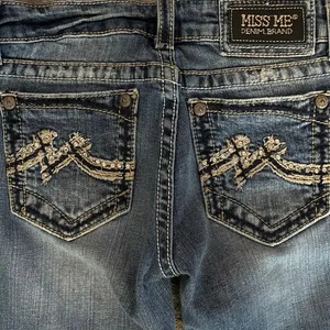 Miss Me Size 27 Skinny Jeans Bling Jewels Style JD103752 Low Rise Y2K thumbnail 3