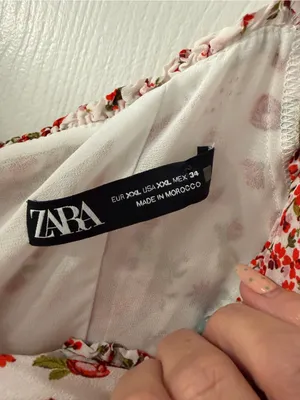 Zara White Maxi Dress with Red Floral Print thumbnail 4