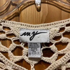 VTG Crochet Lace Top Boho Long Sleeve Shirt Ivory‎ Cream One Size thumbnail 6