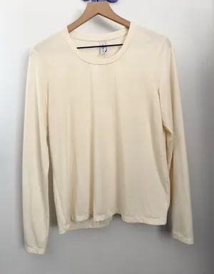 Varley Small Ivory Crew Neck Long Sleeve Tee Boxy Relaxed Outdoor Minimal thumbnail 1