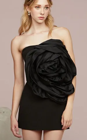 Amur 4 Legacy Rosette‎ Strapless Mini Dress Black thumbnail 1