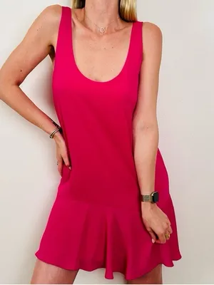 AMANDA UPRICHARD Drop Waisted Tank Dress in Hot Pink Size Medium thumbnail 3