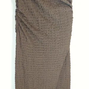Zara Expresso Brown Textured Knot Ruched Side Maxi Dress LARGE Modest‎ Preppy thumbnail 7